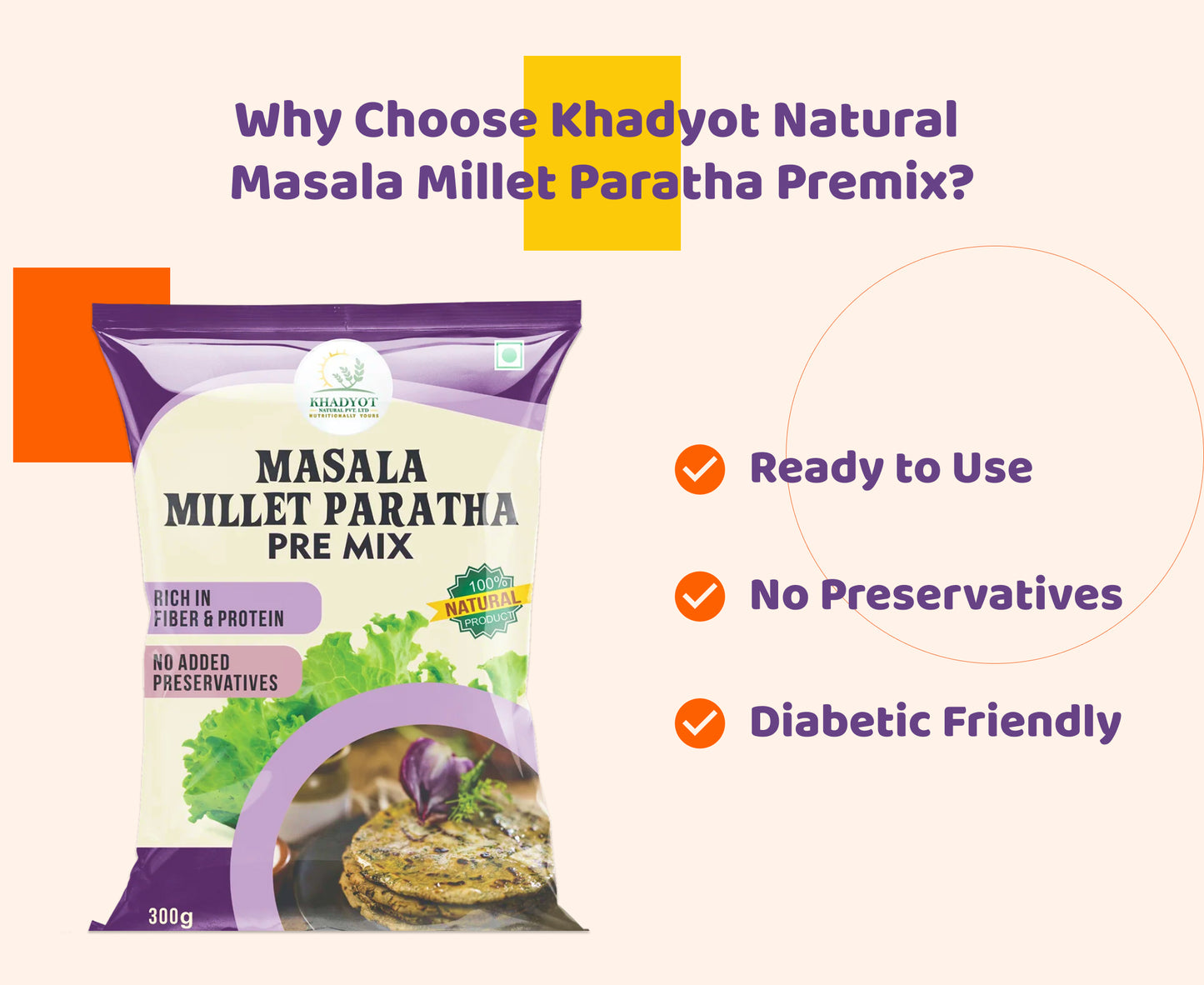 Khadyot Millet Paratha Pre-Mix | Ready to Cook Food | Healthy & Instant Breakfast |